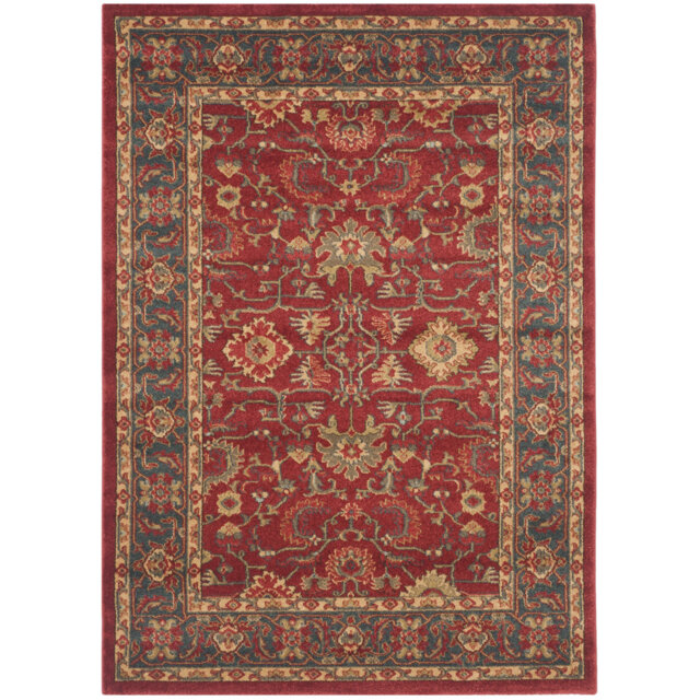 Bellflower Looped/Hooked Red/Navy Rug
