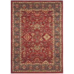 Bellflower Looped/Hooked Red/Navy Rug