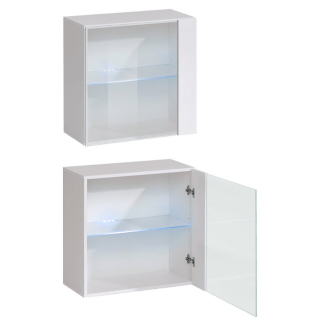 Switch XIX Entertainment Unit for TVs up to 75 Inch - Contemporary Wall System with LED Glass Displays