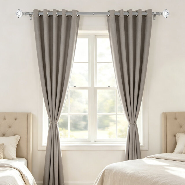 Natural 80cm to 218cm 0.75cm Single Curtain Pole