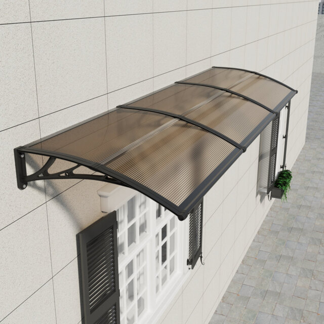 Polycarbonate Door & Window Canopy Awning, UV-Resistant Outdoor Shelter with ABS Brackets for Porch, Patio & Entrance, Rain & Snow Protection