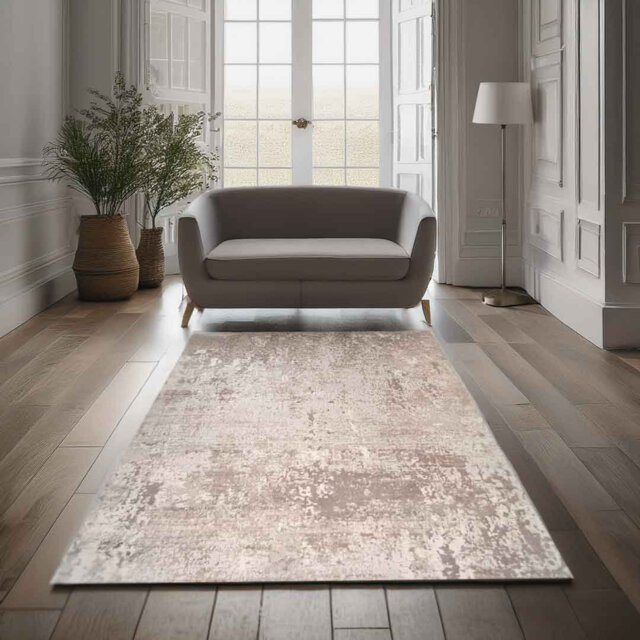Lorenz Cozy Cream/Beige Modern Abstract Area Rug – Soft Durable Polyester Pile with Cotton-Blend Backing – Low-Pile Turkish-Style Area Carpet for Livi