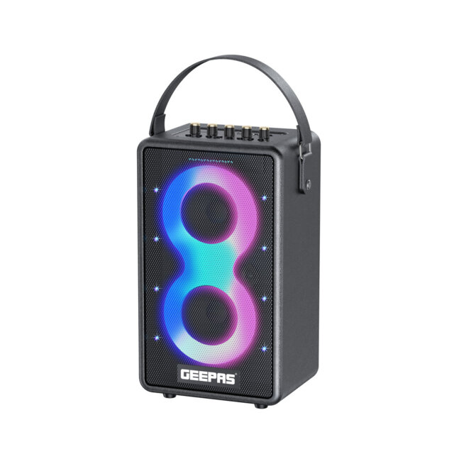GEEPAS Karaoke Machine - Portable Bluetooth Speaker with UHF Wireless Microphone - Strong Bass RGB Lights BT5.3 USB/TF/AUX/FM/TWS 6H Playtime IPX4 Wat
