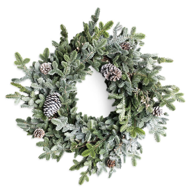 60cm Cypress Pine Wreath – Real Touch Front Door Wreath, Pine Cones Christmas Ornament, Wire Greenery Door Decor for Winter Christmas Decoration