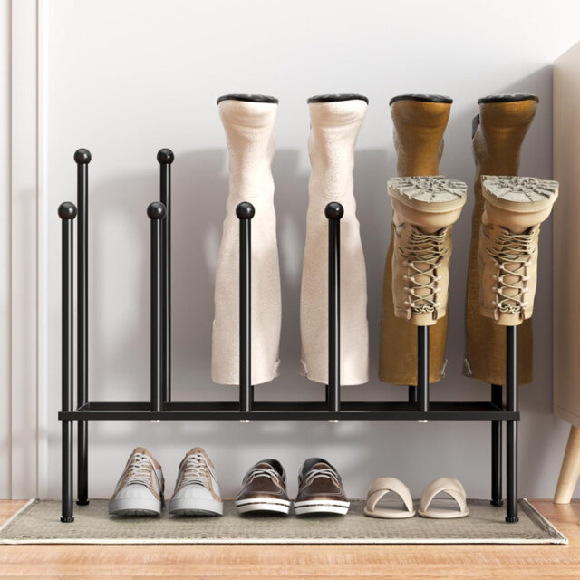 Free Standing Shoe Racks,Shoe Storage Fit For 6 Pairs,Waterproof,Rustproof,Anti-Corrosion,Black