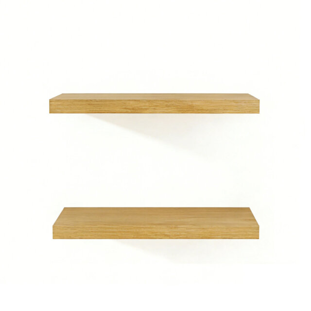 Floating Shelves for Wall, 40cm Oak Floating Wall Shelves, Deep Wooden Wall Mounted Shelving & Book Shelves Set of 2