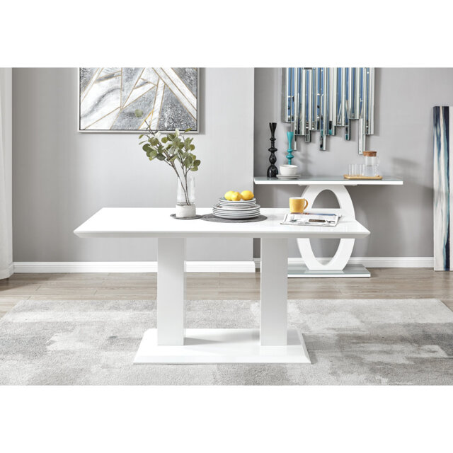Eubanks Double Pedestal High Gloss Dining Table - Luxury Modern Design