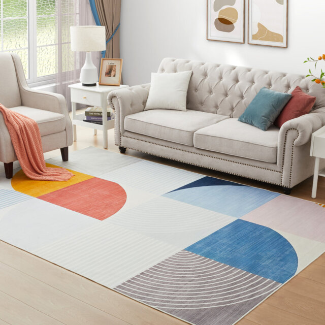 Boushra Blue/White/Orange Indoor/Outdoor Rug