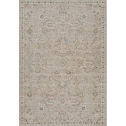 Washable Living Room Traditional Area Rug – Soft Polypropylene Weaving, Low Pile, Non Slip Cotton Backing for Elegant Indoor Spaces, Beige