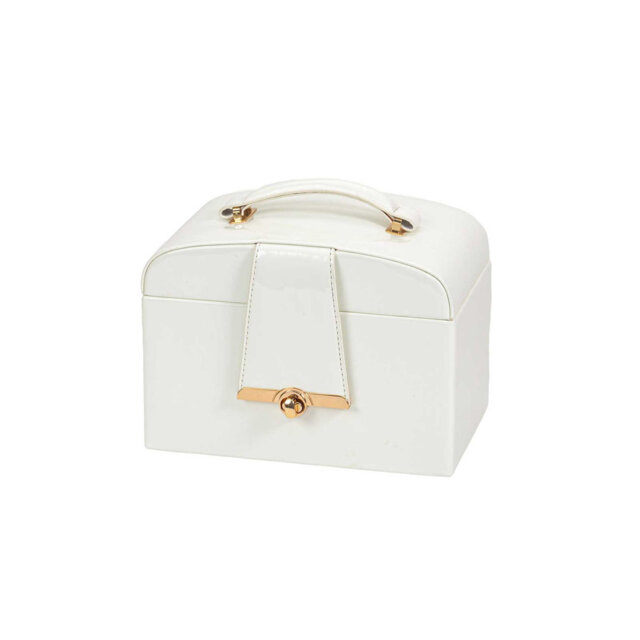 White Patent Faux Leather Jewellery Box +