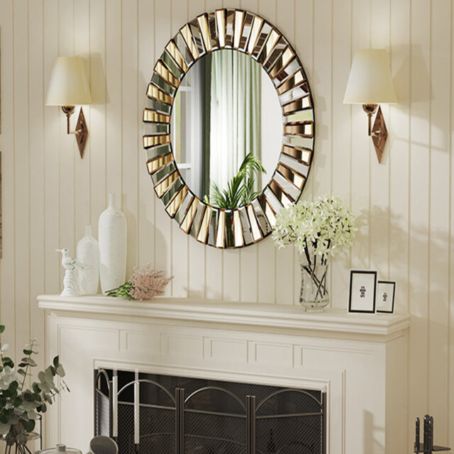 Montz Wood Round Wall Mirror