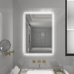 Illuminated Bathroom Mirror With Led Lights Demister Touch Sensor 3 Colors Wall Mounted