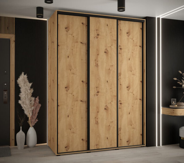 Auniya I Sliding Door Wardrobe 170cm - Oak Artisan Finish