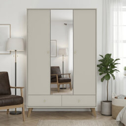 Abby 3 Door 2 Drawer Wardrobe With Mirror