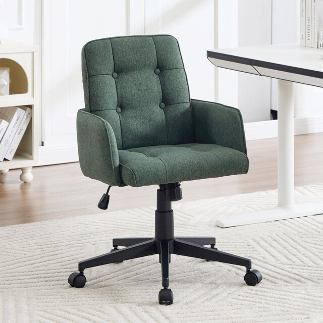 Adjustable Height Home Office Chair Swivel Desk Chair with Silent Casters Easy Assembly Modern Computer Chair