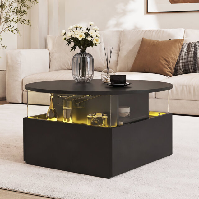 Alpena Round LED Coffee Table with 2 Drawers