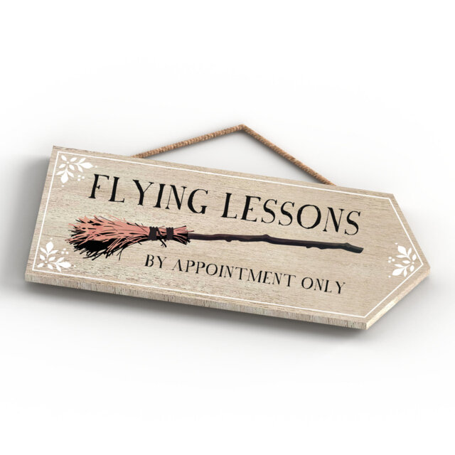 Flying Lessons Witch Humour Wooden Plaque Vivid Squid Wholesale Wall Decor