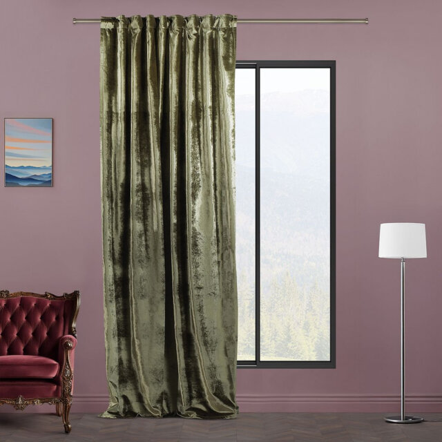 Blackout Thermal with Liner Extra Long & Extra Wide Shiny Velvet Decorative Curtain Panel