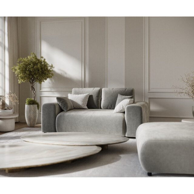 Two-seater square arms loveseat sofa