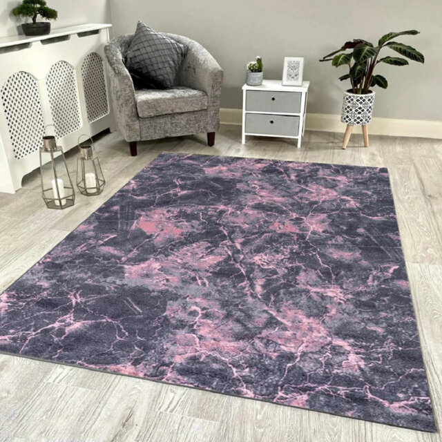 Marble Area Rug 120X170 Pink