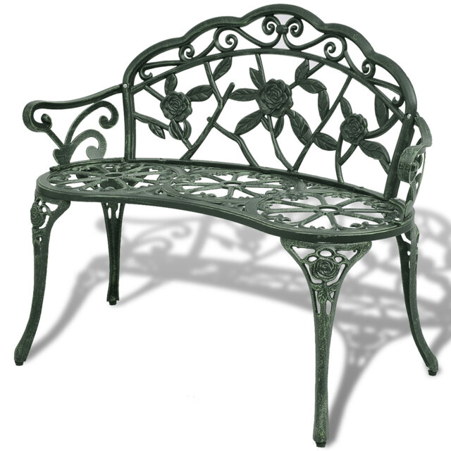 vidaXL Outdoor Patio Bench Garden Bench Furniture with Armrests Cast Aluminum