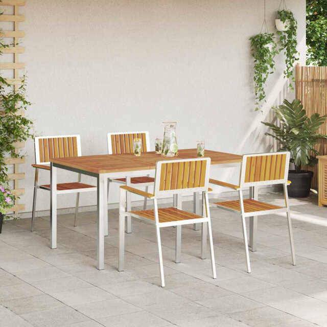 5 Piece Garden Dining Set Solid Wood Acacia