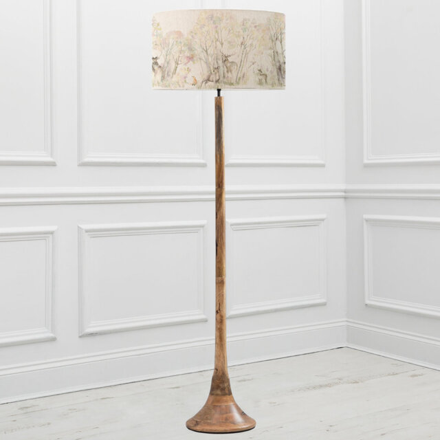 Kinross Wood Mango Floor Lamp & Enchanted Forest Eva Forest Shade