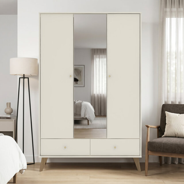 Abby 3 Door 2 Drawer Wardrobe With Mirror