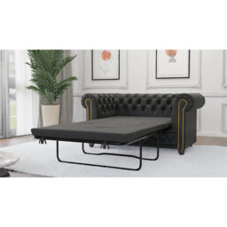 Chesterfield Friedrich 2 Seater Sofa with Sleeping Function Made of Vintage Look Microfibre with Solid Wood Legs