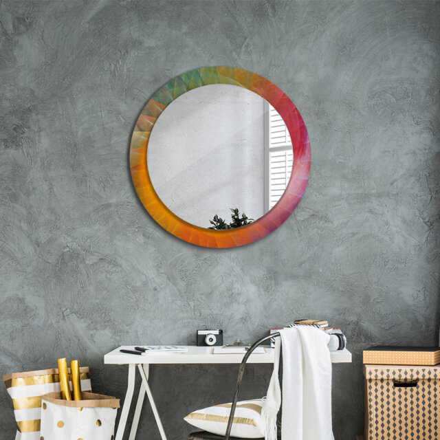 Huldar Round Glass Framed Wall Mounted Accent Mirror in Multicolour