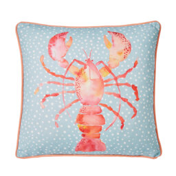 Lobster Indoor / Outdoor Animal Print Orange Square Cushion