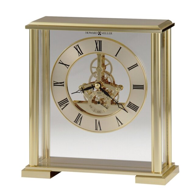 Traditional Roman Numeral Metal Quartz Movement / Crystal Tabletop Clock in Brass