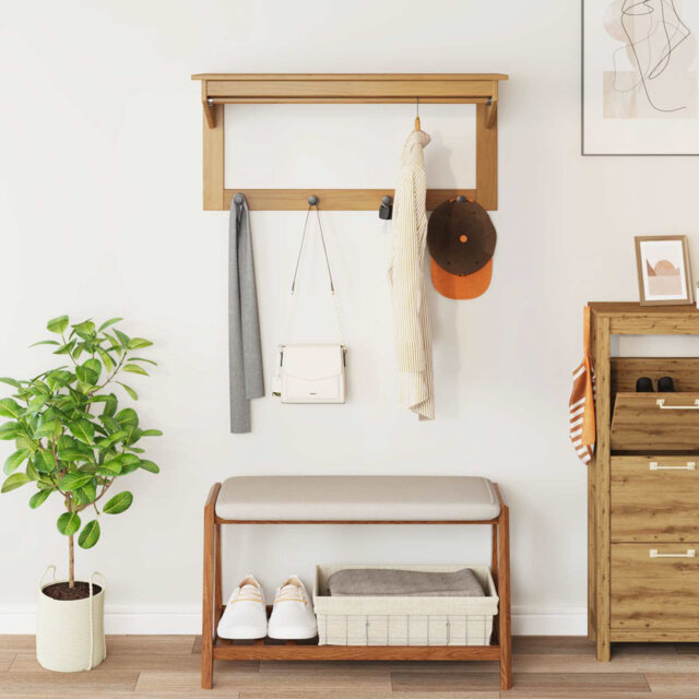 Coat Rack Solid Pine Wood Bedroom Storage Wooden Furniture Modern Home