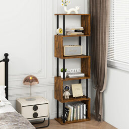 155.5cm H x 38cm W Steel Geometric Bookcase