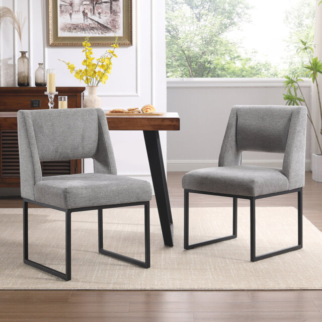 Markque Modern 46.7cm Upholstered Dining Chairs with Cutout Back Fabric Sled Base Kitchen Side Chairs