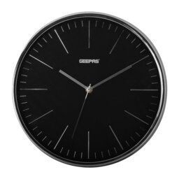 GEEPAS 3D Number Wall Clock Black Analog Silent Timepiece, Modern Glass Cover Design for Home Living Room Office Decor, Non-Ticking Battery Operated,