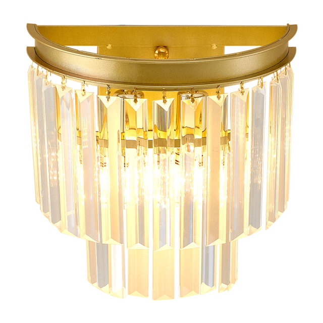 Elegant E14 Crystal Glass Wall Lamp with Golden Finish Base