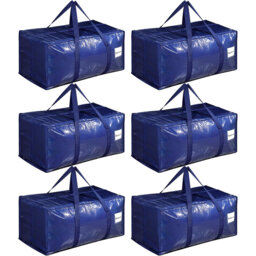 6 Pack 90L Moving Bags, Heavy Duty Moving Totes, Clear Waterproof Storage Bag With Tag Window, Large Packing Boxes With Zips For Christmas Decoration