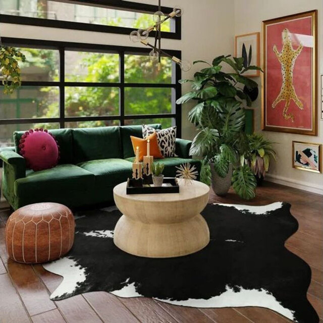 Faux Cowhide Animal Print Indoor Rug