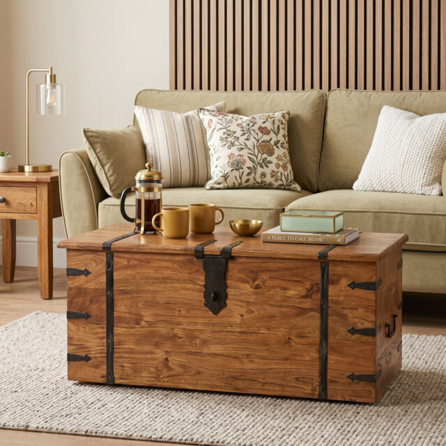 Balic Solid Wood Trunk Coffee Table with Storage