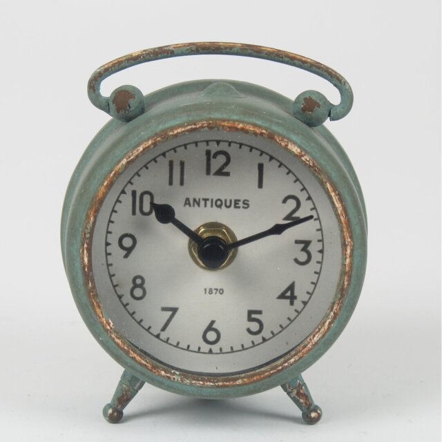 Analogue Metal Quartz Movement / Crystal Tabletop Clock in Grey