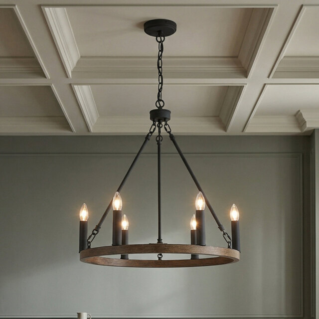 6-Lights Waggon Wheel Chandelier Ceiling Lights