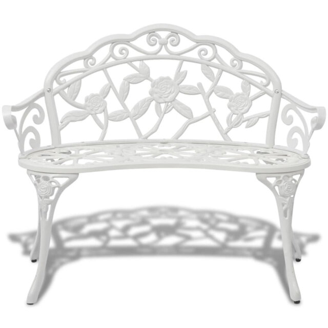 vidaXL Outdoor Patio Bench Garden Bench Furniture with Armrests Cast Aluminum