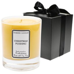 Christmas Pudding Scented Jar Candle with Glass Holder