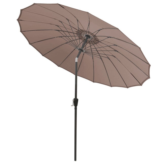 2.7M Round Parasol Fiberglass Brown/Taupe