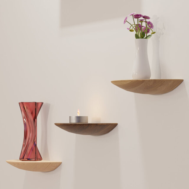Carrole 2 Piece D-Shaped Floating Shelf