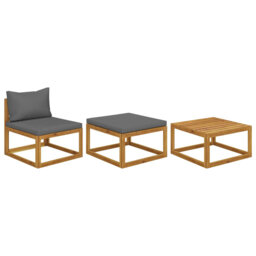 Sofa Set Outdoor Wooden Lounge Set with Cushions Solid Wood Acacia