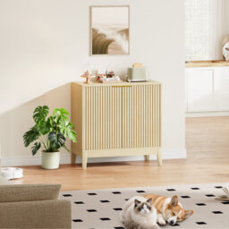 "Sideboard Buffet Cabinet with Storage, 32"" Modern Fluted Accent Cabinet with 2 Doors, Small Wood Console Table for Living Room, Dining Room, Kitchen,"