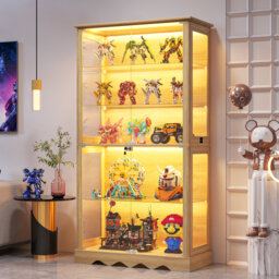 5-Tier Glass Display Cabinet with Tri-Color Sensor Light  and Lock