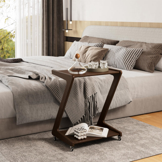 Side Table Living Room Wood End Tables Bedside Tables For Bedroom Home Office Bamboo Sofa Table Nightstand With Casters Storage